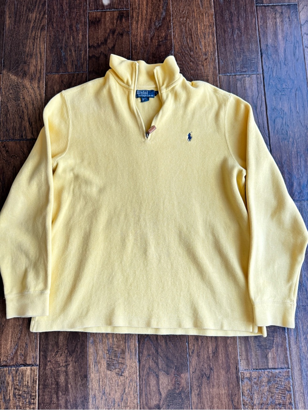 Polo by Ralph Lauren Men’s Pale Yellow Quarter-Zip Fleece Pullover